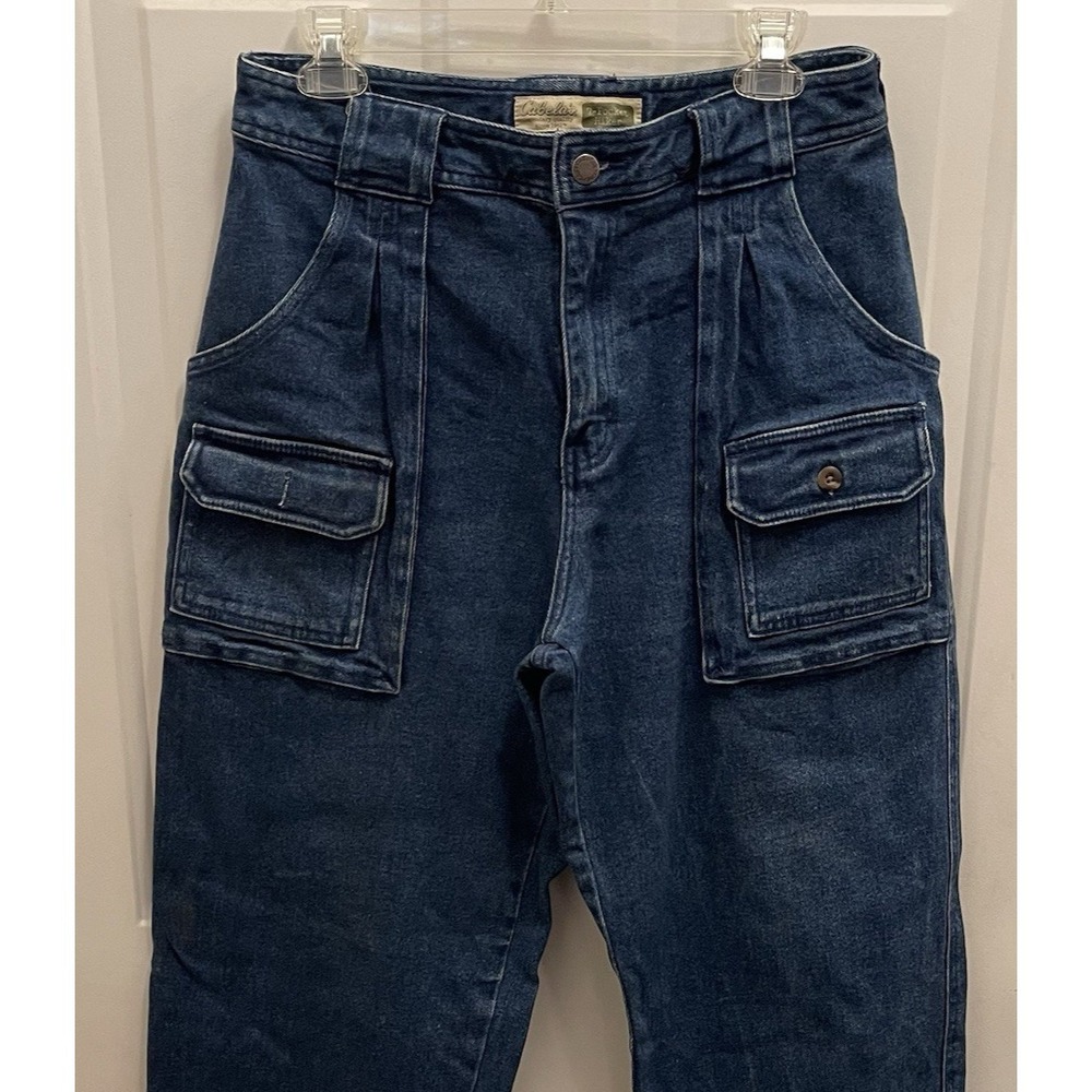 Cabelas 7 Pocket Hiker Denim Jeans Blue Cargo‎ Heavyweight Womens 10 Hiking